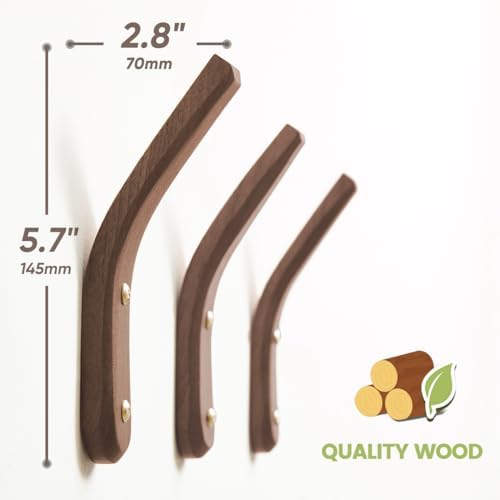 COCOYA Wood Hooks Wall Mounted Minimalist Natural Real Walnut - Image 6
