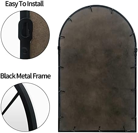 HQiJun Black Arched Window Mirror, Farmhouse Decorative Wall Mirrors - Image 3