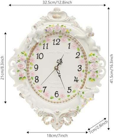 European Style Resin Wall Clock, Retro Silent Clock - Image 2