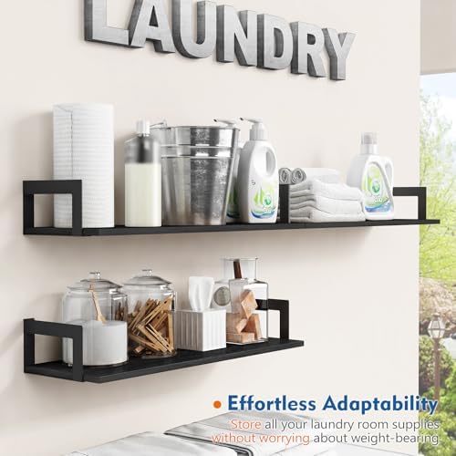 Black Wall Shelves for Bedroom 24 Inch Long, 8 In Deep Floating Shelves - Image 7