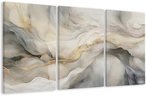 EJPFOGV Triptych Black White Gold Wrapped Canvas Wall Art 24x36 inches x3 by FramedCanvasWallArt