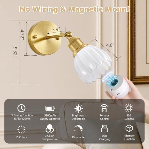 Vintage Battery Operated Wall Sconce - Image 4