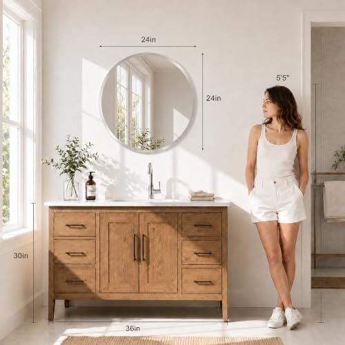 24 Inch Round Frameless Beveled Wall Mirror - Image 3