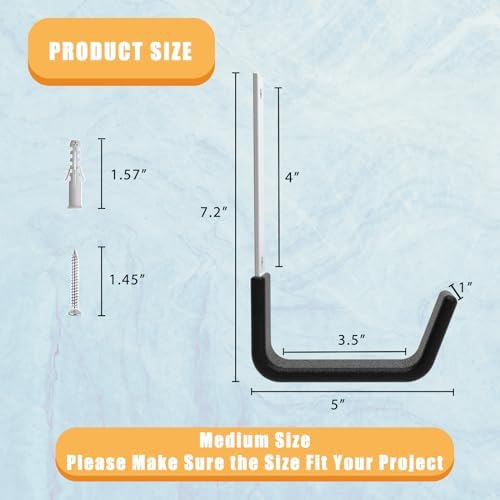 Heavy Duty Utility Hooks for Wall Mount, Garage Wall Hooks, Chainsaw & Leaf - Image 2