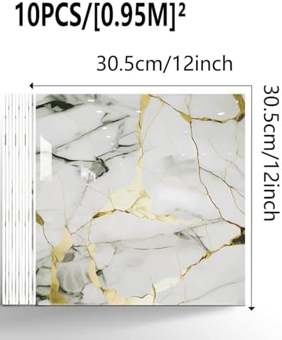 10 Sheets Marble Peel and Stick Backsplash Tile, Living Room - Image 4