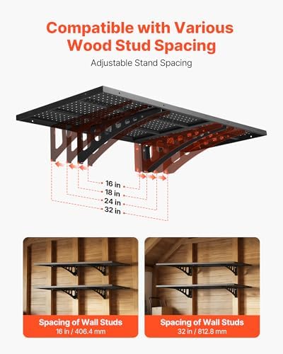 VEVOR 2-Tier Heavy Duty Wall Garage Shelving, 1.64 x 4 ft Steel Wall Mounted - Image 4