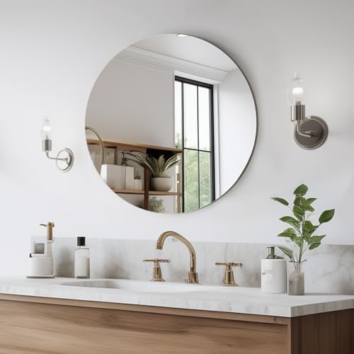 20'' Glass Round Mirror for Wall Decor, 2mm Circle Bathroom Mirror - Image 2