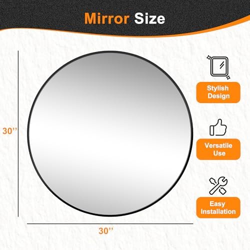 Delma 30 Inch Black Round Circle Mirror - Image 6