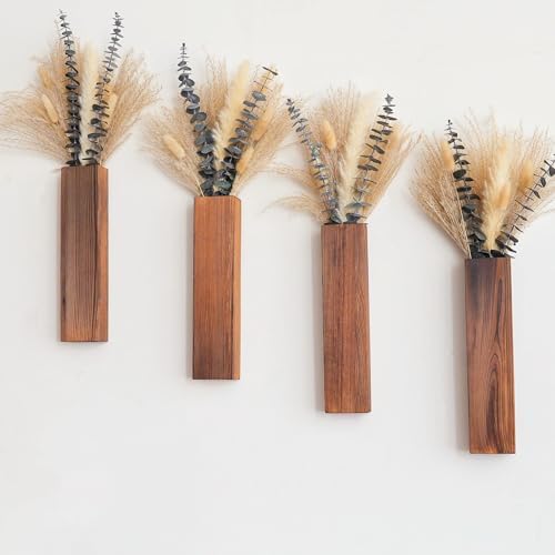 Wall Vase Set of 4 – Wooden Hanging Vases by Unknown