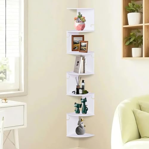 ShellKingdom Corner Shelf Wall Mount, 7 Tier Corner Bookshelf, Floating Display by ShellKingdom