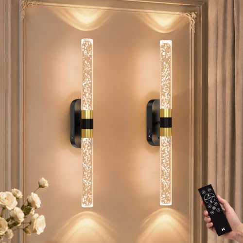 Crystal Battery Operated Wall Sconces Set of 2 by Unknown