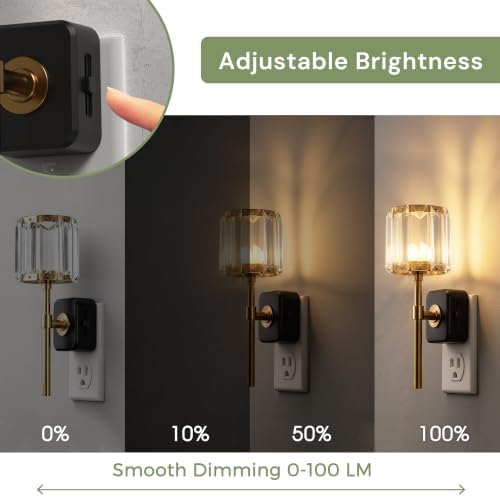 L LOHAS LED Night Lights Plug into Wall, Crystal Acrylic Cylinder Nightlight - Image 4