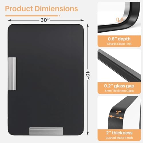 Bathroom Mirror for Wall, 40x30 Inch Rounded Rectangle Mirror, Tempered Glass - Image 5