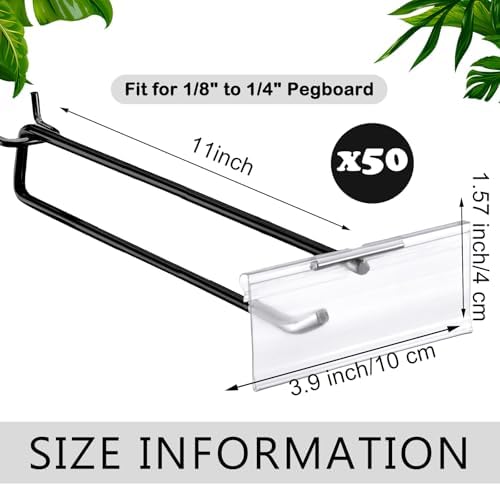 Tandefio 50 Pack Black Metal Peg Board Hooks - Image 2