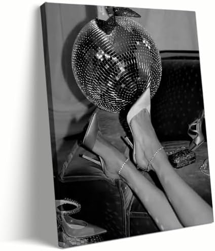 Disco Party Poster Black and White Vintage Poster Retro Wall Art Disco Ball by Unknown