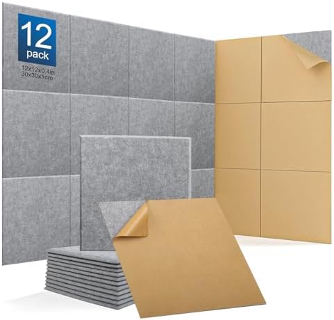 12Pack Acoustic wall Panels Panels 0.4" x 12" x 12" Soundproof Wall Panels by Xisono
