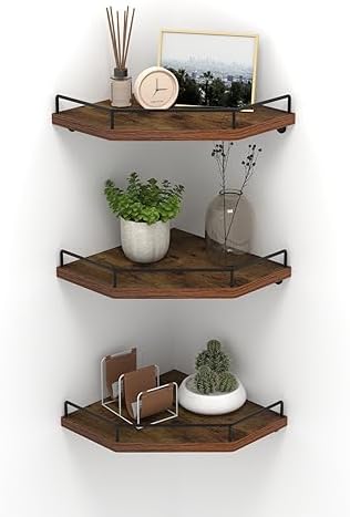 HORLIMER Set of 3 Floating Corner Shelf Wall Mount by HORLIMER