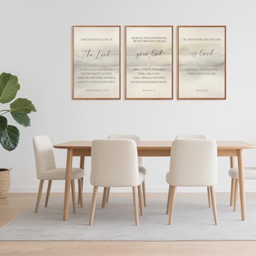 HLNIUC Christian Scripture Framed Wall Art Set of 3, The Lord Your God Is Good - Image 5