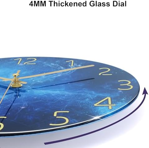 Lafocuse 12 Inch Blue Wall Clock Silent Non Ticking, Galaxy Glass Clocks - Image 6