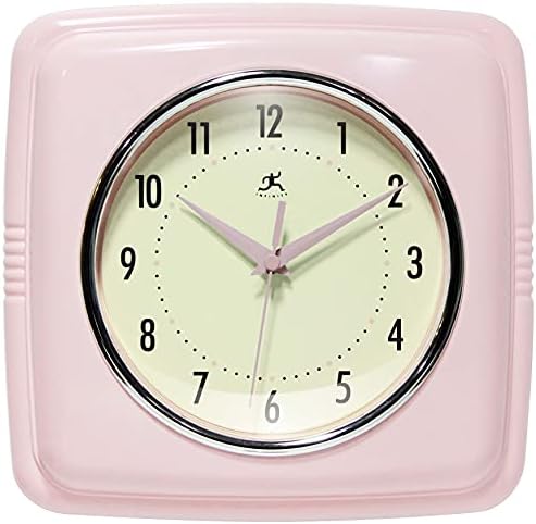 Infinity Instruments Retro Wall Clock – 9-Inch Square Silent by InfinityInstruments