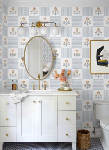 Guvana Blue Floral Peel and Stick Wallpaper Boho Contact Paper Vintage Floral - Image 3