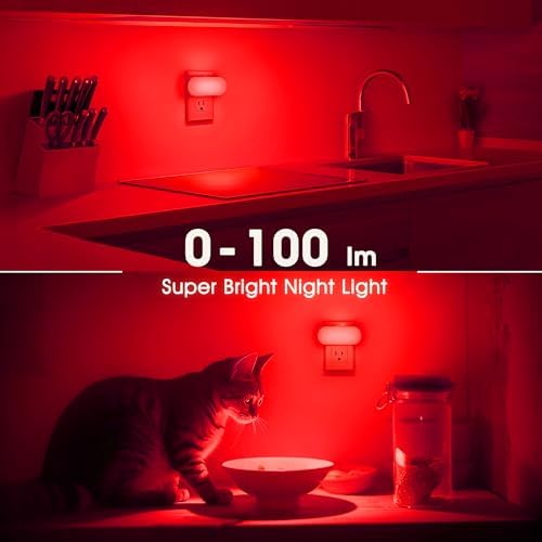DORESshop Red Night Light, Auto On/Off, 0-100 LM Adjustable Brightness - Image 7
