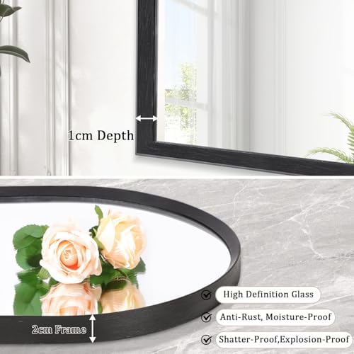 Arched Wall Mirror, Metal Frame Black Bathroom Mirror, Arched Vanity Mirror - Image 6