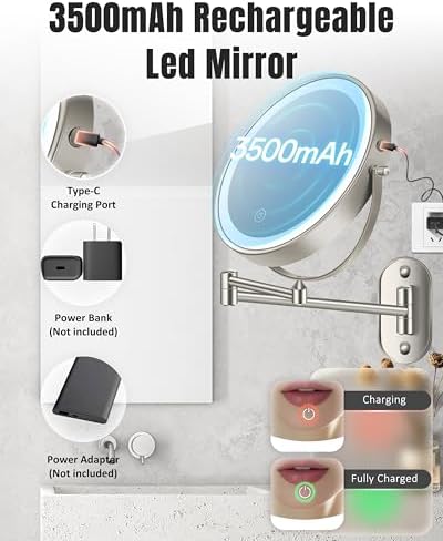 30X/1X 8 Inch Wall Mounted Magnifying Makeup Mirror - Image 5