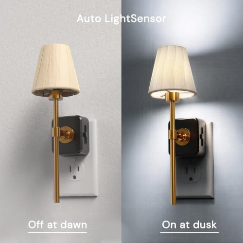L LOHAS LED Night Lights Plug into Wall, Pleated Fabric Cover Night Light - Image 2