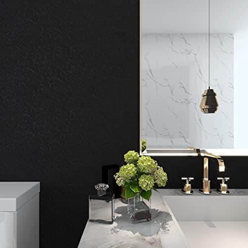 MelunMer Black Silk Wallpaper Peel and Stick Removable Textured 15.7"x118" - Image 2