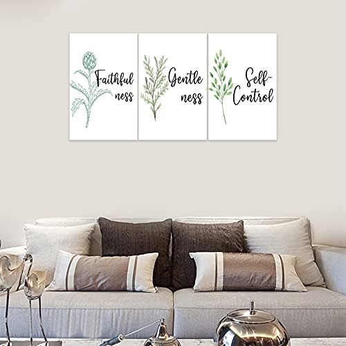 3 Piece Inspirational Wall Art, Quote "Faithfulness Gentleness Self-control" - Image 2