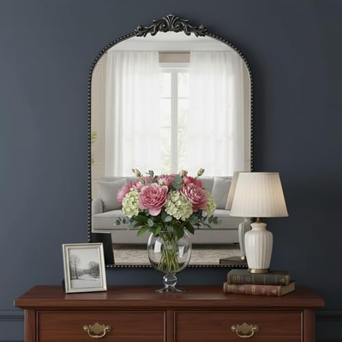 ZIYOO Vintage Baroque Arched Wall Mirror 36"x24" - Image 4