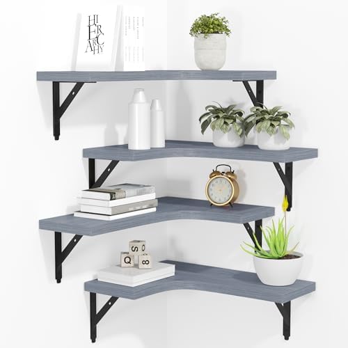 ROMGUAR CRAFT Corner Floating Shelves Wall Mounted Set of 4 by ROMGUAR+CRAFT