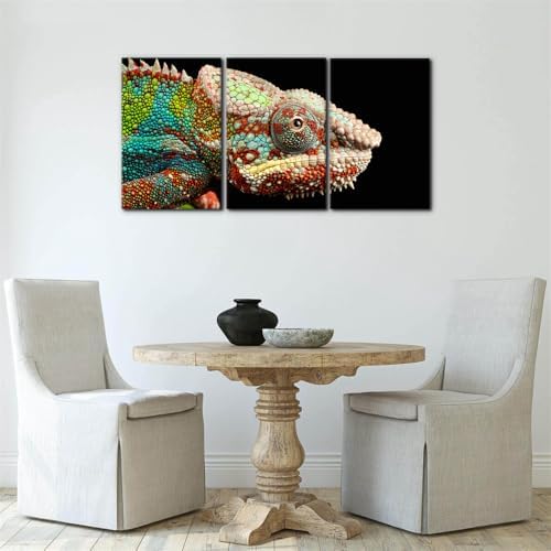 Pacimo Canvas Print Wall Art Set Chameleon Nature Photography Animals Realism - Image 3