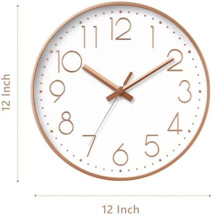 DAXSMY Wall Clock 12 Inch Rose Gold Decorative, Battery Operated Silent - Image 3