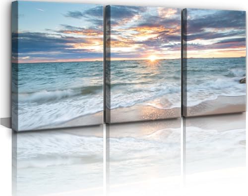 Yxbhhym Bathroom Decor Beach Sunset Wall Art Ocean Print Art Coastal Canvas by CanvasWallArtHomeDecor