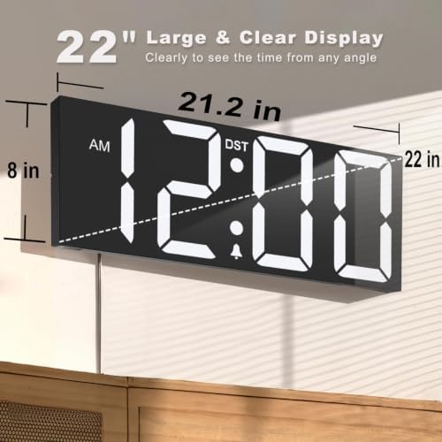 JALL 22" Large Digital Wall Clock - Image 2