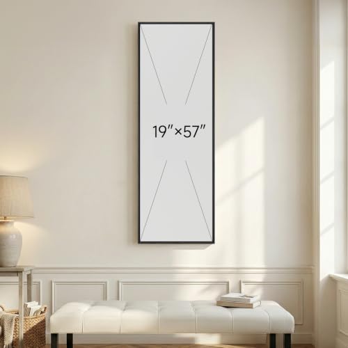 Large Framed Blue Gray Landscape Abstract Wall Art, Long Vertical 20x60 In - Image 7