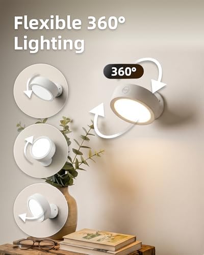 EZVALO LED Wall Mounted Light, 3000mAh Rechargeable Cordless Wall Sconce - Image 4