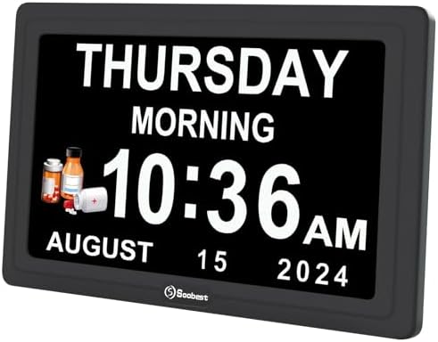 Soobest Dementia Clocks for Seniors, 7” Digital Date Clock Large Display by Soobest