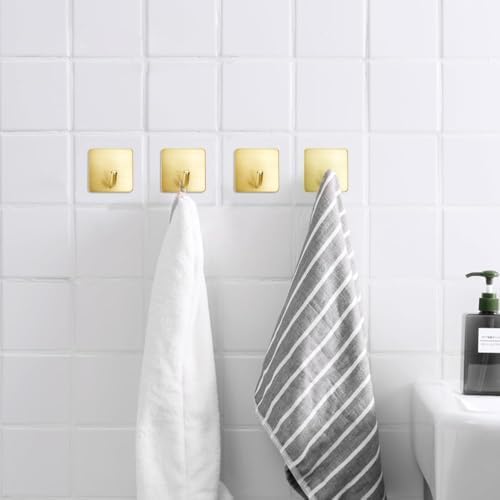 FOTYRIG Gold Self Adhesive Hooks Holds 15lbs-6 Packs - Image 4