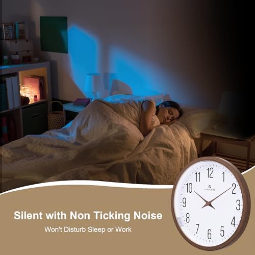 Lafocuse 12 Inch Glow in the Dark Wall Clock Lighted Battery Operated Brown - Image 6