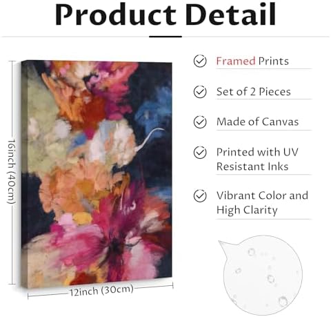 Colorful Abstract Wall Art Decor Modern Flower Canvas Wall Art Abstract Flower - Image 2
