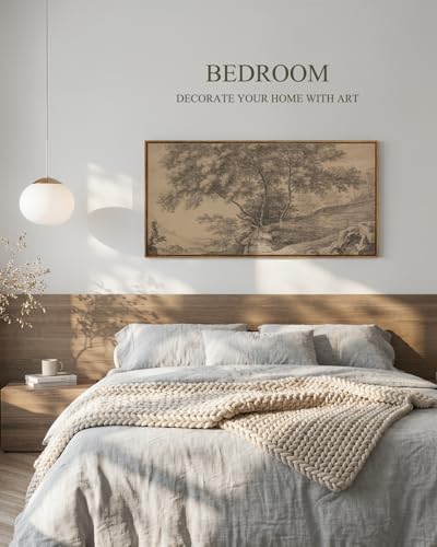 InSimSea Extra Large Framed Vintage Wall Art, Woodland Landscape - Image 2