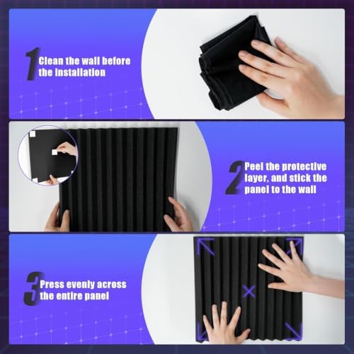 VallisCo 52 Pack Acoustic Panels 1 X 12 X 12 Inch Upgraded, Acoustic Foam Panels - Image 6