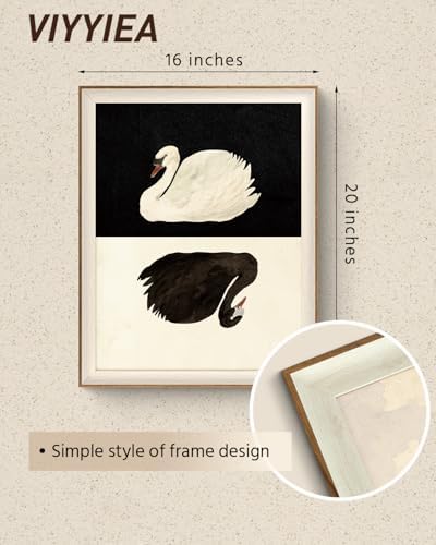 VIYYIEA Framed Vintage Swan Canvas Wall Art - Image 2