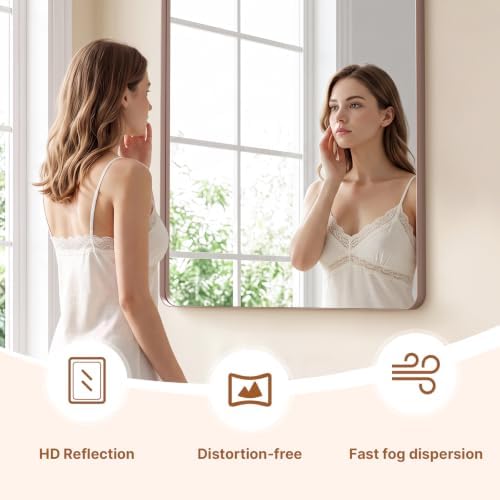 Kosmonia 36x30 Inch Bathroom Vanity Mirror Brushed Rose Gold - Image 5