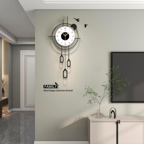 Large Modern Wall Clock Pendulum Black Wall Clock Battery Operated - Image 4