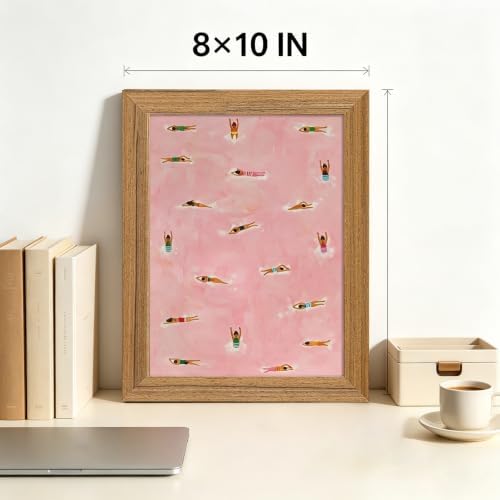Framed Pink Swimming Pool Wall Art Summer Swimmer Canvas Print Decor - Image 3