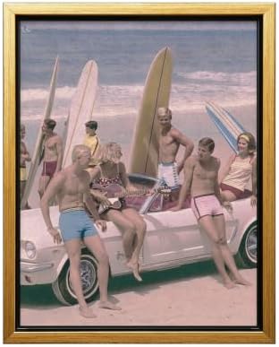 InkFlow Posters Surfers on a Beach Canvas Poster by InkFlowPosters
